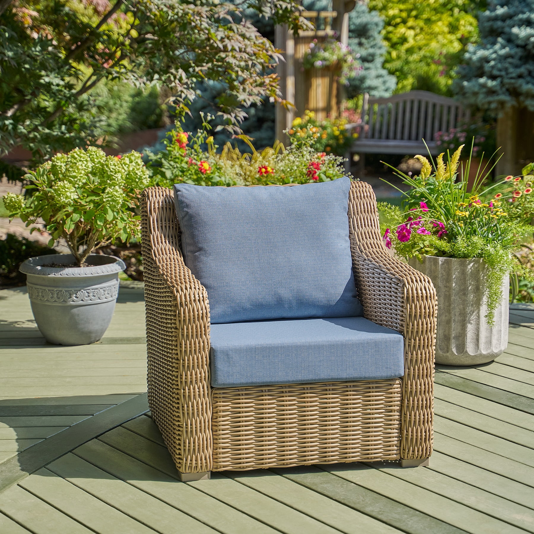 Better Homes & Gardens 24"x 24" Outdoor Deep Seat Cushion, 2-Piece, Light Blue