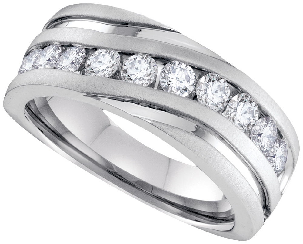 10k White Gold Mens Round Diamond Channel-set Wedding Anniversary Ring Band  (.25 cttw.)