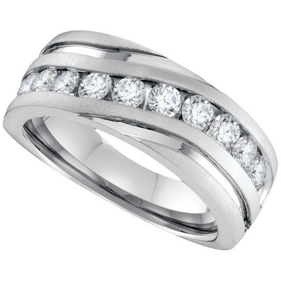 10k White Gold Mens Round Diamond Channel-set Wedding Anniversary Band 1/4 Cttw