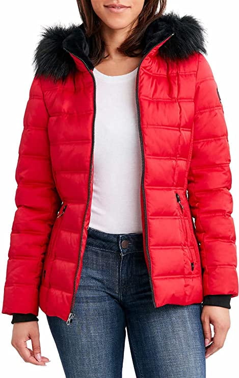 Nautica Womens Faux Fur Trim Hooded 