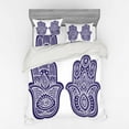 thumbnail image 1 of Ambesonne Hamsa Bedding Set 4 Pcs, Old Ornaments, Queen, Violet Blue White, 1 of 3