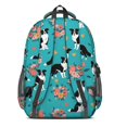 thumbnail image 3 of Border Collie and Floral Blue Pattern Backpack for School, Cute School Bag with Adjustable Shoulder Straps and Padded Back, 16.9"x12.6"x5.9", 3 of 5
