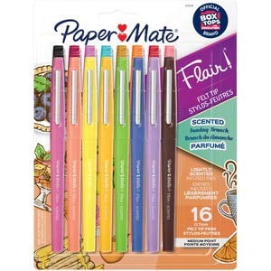 Bolígrafos Paper Mate Flair con punta de fieltro y aroma, paquete de 16