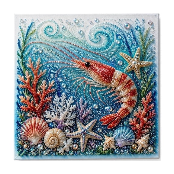 Creative Pearl Painting DIY Kit Ocean Theme, Marine Life Diamond Art Craft Set with Crystal Beads, DIY Wall Hanging Decor, Fun Handmade Hobby Activity,C