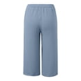 thumbnail image 5 of Women Wide Leg Pants Summer High Waisted Pants Drawstring Casual Trousers with Pockets Light Blue M, 5 of 7