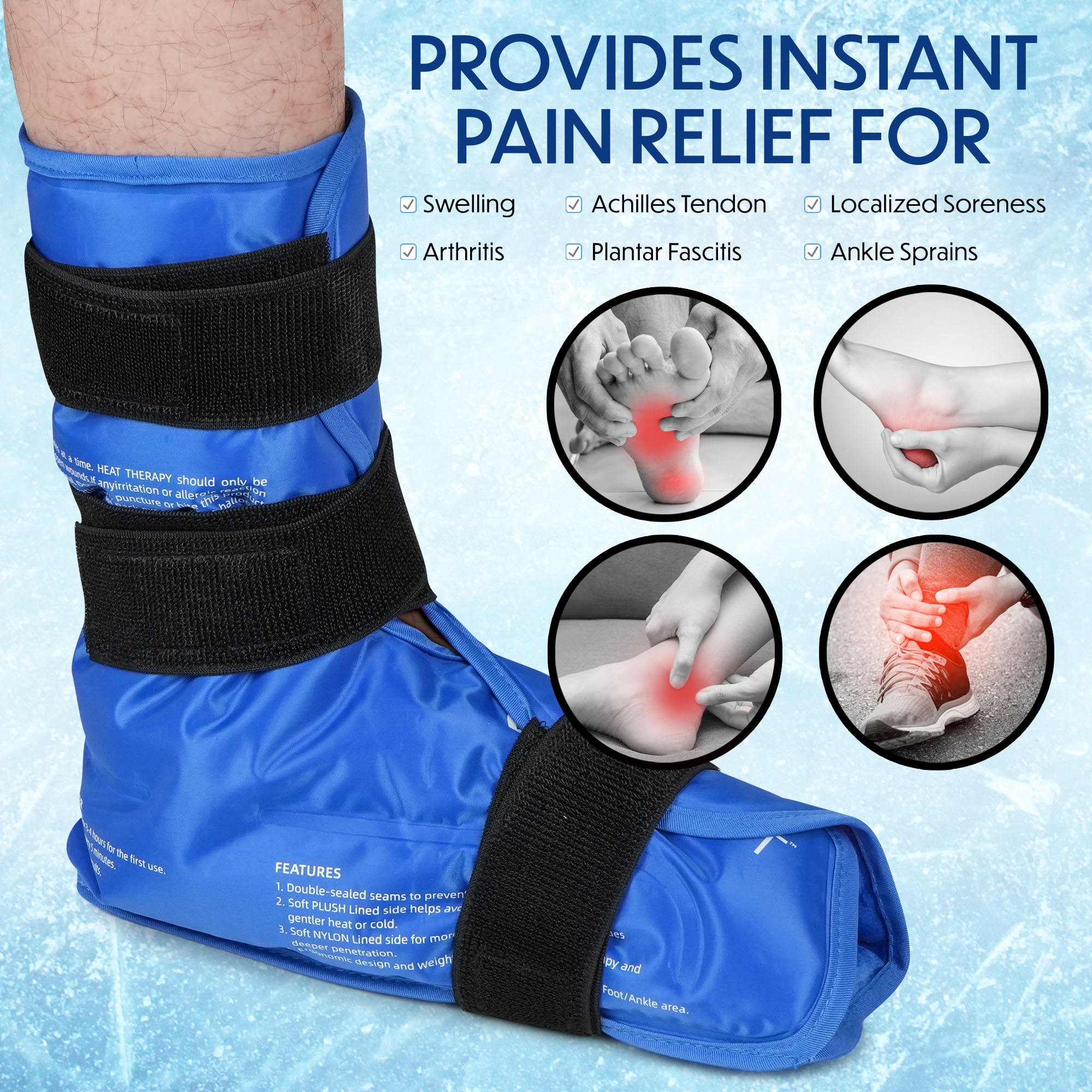 LotFancy Foot Ankle Ice Pack Wrap, Hot Cold Therapy , Large Reusable Gel Ice Pack