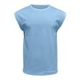 thumbnail image 4 of Njoeus Mens Workout Tank Tops Summer Beach Shirt Casual Vests Soft Comfortable Sleeveless Muscle Tees Athletic Bodybuilding Gym Clothes for Men S-3X Light Blue Clearance, 4 of 7
