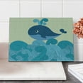 thumbnail image 2 of Whale Cutting Board, Cartoon Smiling Patterned Mammal Ornamental Ethnic Image Striped Waves Print, Decorative Tempered Glass Cutting and Serving Board, Small Size, Dark Blue Blue, by Ambesonne, 2 of 5