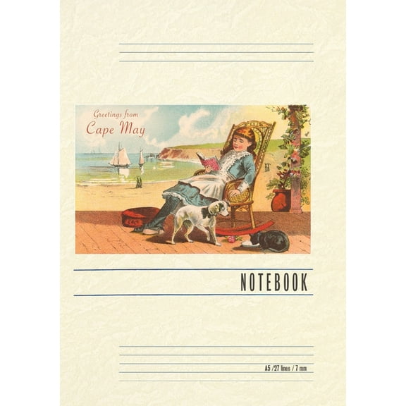 Vintage Lined Notebook Greetings from Cape May, New Jersey, Girl on Porch, (Paperback)