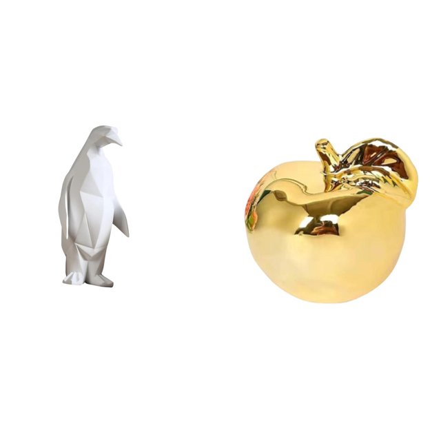 Escultura de pingüino, estatua de animal de resina, adorno de mesa, estatua decorativa, escultura de fruta, artesanía artística moderna, adecuada para