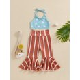 thumbnail image 2 of Coduop Baby Girl Toddler Bell Bottoms Outfits Halter Crop Top Floral Flare Pants Set 1-5Y, 2 of 7