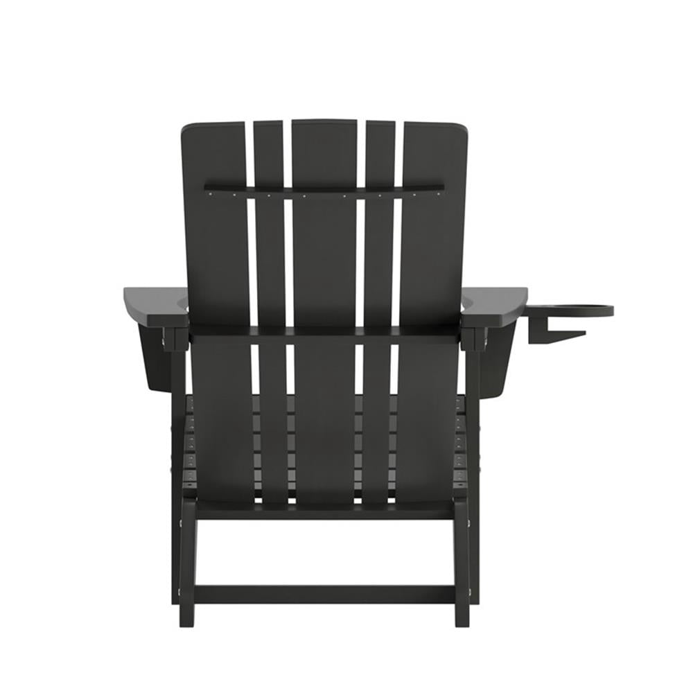 Pemberly Row All-Weather Adirondack Chair with Swiveling Cupholder in Black