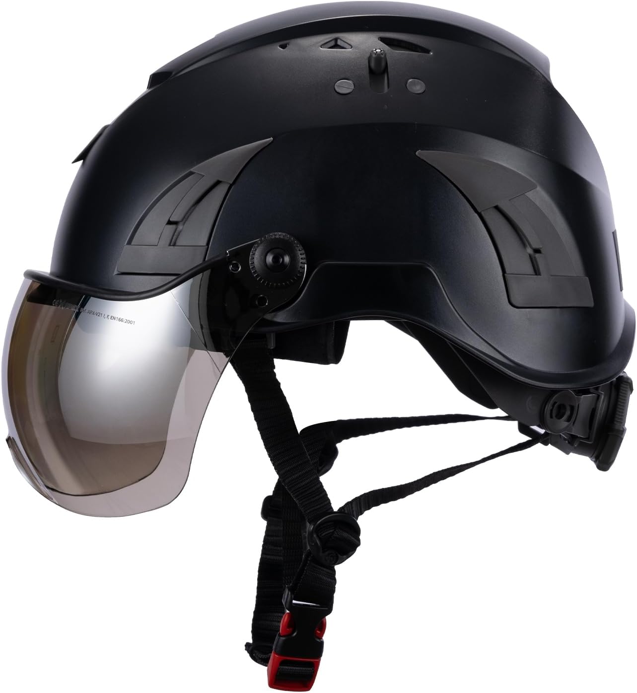 Land Helmets AeroPro Arborist Safety Helmet with Visor – ANSI Z89.1 Type 1 Class C Vented - Hard Hat for Fall Protection, Arborist & Technical Rescue - Black with Smoke Visor