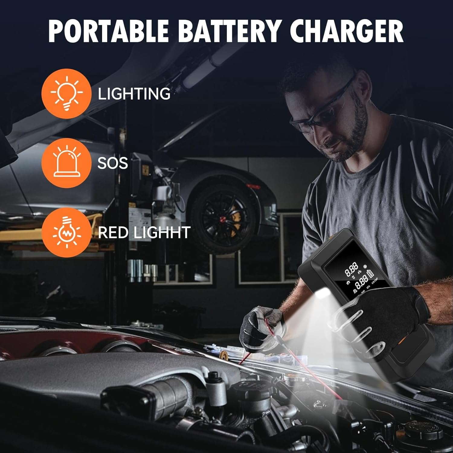 ERFKJE Jump Starter with Air Compressor,Cordless Portable Tire Inflator with Car Jump Starter 150 PSI Tire Air Compressor and Jump Starter Combo 12V/2000A for Car Tires