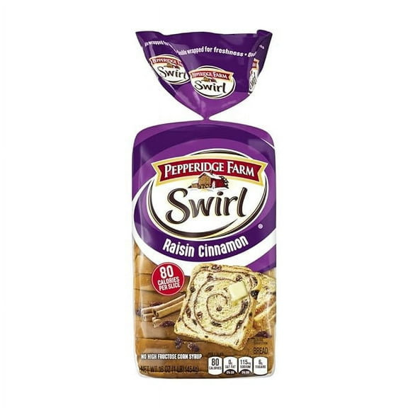 Pepperidge Farm Swirl Brown Raisin Cinnamon Bread 16 oz (Pack of 2)