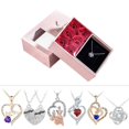 thumbnail image 2 of Collar con colgante de corazón de cristal para mamá, caja de regalo con seis rosas, te quiero, regalo de aniversario para el día de las madres, 2 of 4