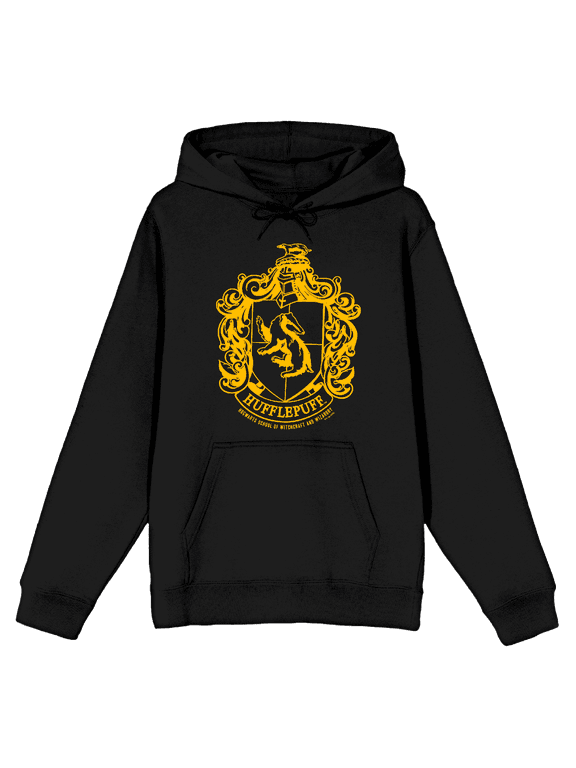 Harry Potter Hufflepuff Crest Long Sleeve Unisex Adult Hooded Sweatshirt-Medium