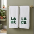 thumbnail image 2 of Serafina Home St. Patrick's Day Irish Hand Towels: Soft Absorbent Guest Luck Green Shamrock Clover Applique Embroidery, 100% Cotton, White 16" x 25", 2 of 7