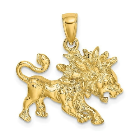 Diamond2Deal 14K Yellow Gold Large Leo Zodiac Charm Pendant for Women (L-13.85 mm,W-23.5 mm)