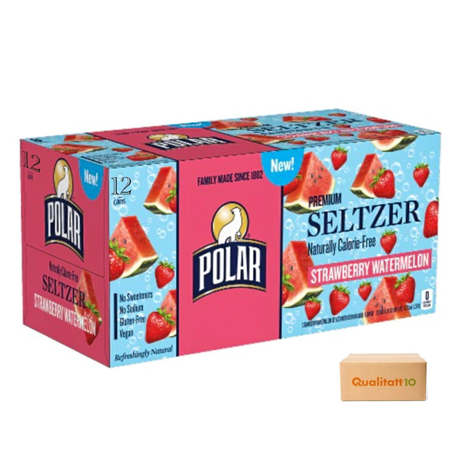 Polar Premium Seltzer Sparkling Water Strawberry Watermelon 12 fl oz 12 Pack by LMHF
