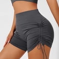 thumbnail image 2 of felwors High Waisted Yoga Shorts Ruched Drawstring Tummy Control Lifting Athletic Running Dark Gray for Size M, 2 of 5