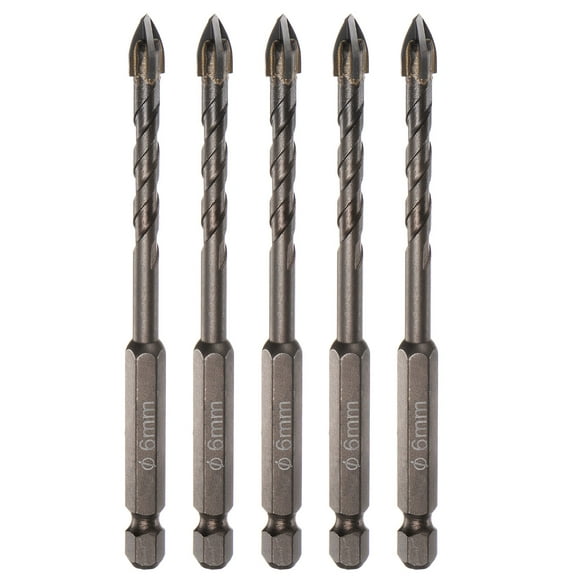 Unique Bargains 5pack Titanium Masonry Drill Bit, 6mm Concrete Drill Bits Ceramic Drill Bit with 1/4' Hex Shank