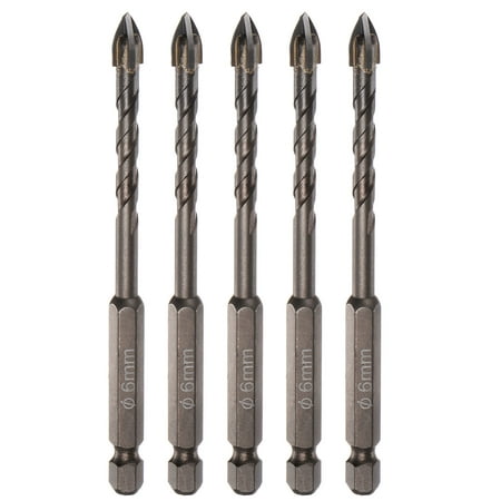 

Uxcell 5pack Titanium Masonry Drill Bit 6mm Concrete Drill Bits Ceramic Drill Bit with 1/4 Hex Shank