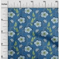 thumbnail image 1 of oneOone Cotton Poplin Twill Blue Fabric Leaves & Flower Floral Diy Clothing Quilting Fabric Print Fabric By Yards 56 Inches Wide, 1 of 4