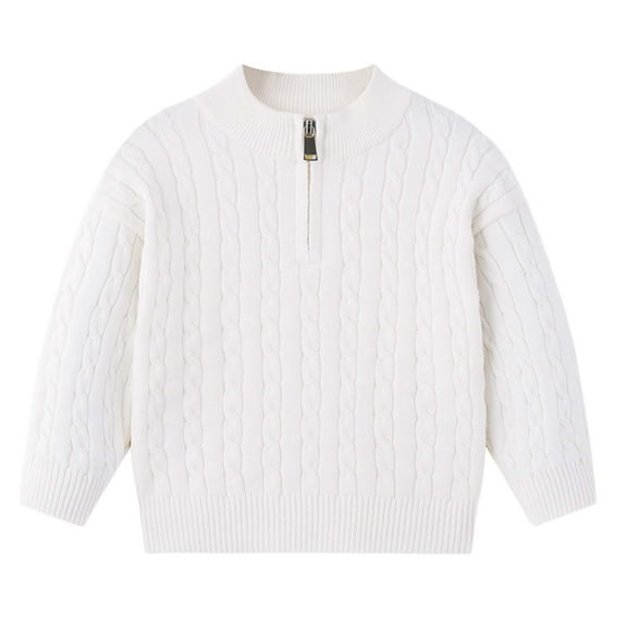 Zshosam Toddler Sweaters Toddler Baby Boy Sweater Long Sleeve Crewneck Sweater Warm Fall Winter Knit Pullover Tops Size 8T 9T,(White 8-9 Years)