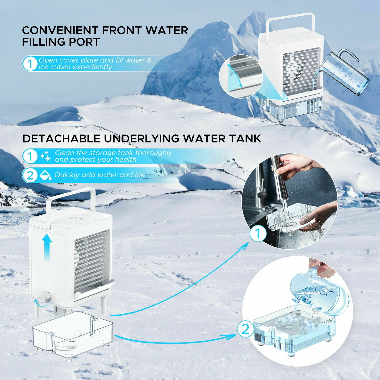 SAYFUT Portable Cooler Mini Box Fan Evaporative Air Conditioner