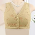 thumbnail image 2 of Sopiago Plus Size Lingerie Daisy Bra for Women Daisy Bra for Seniors Front Closure Bras Wire-Free Front Button Closure Comfortable Bra Daisy Bra for Women Beige,48, 2 of 3