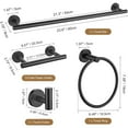 thumbnail image 7 of Matte Black 5 Piece Bathroom Hardware Set, SUS304 Stainless Steel Bath Towel Bar Set, 24 Inch Round Bathroom Accessories Kit Wall Mounted, 7 of 7