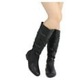 thumbnail image 5 of Dream Pairs Womens Wide Calf Faux Fur Slouchy Low Heel Side Zip Knee High Boots Blvd-W Black/Pu Size 8, 5 of 6