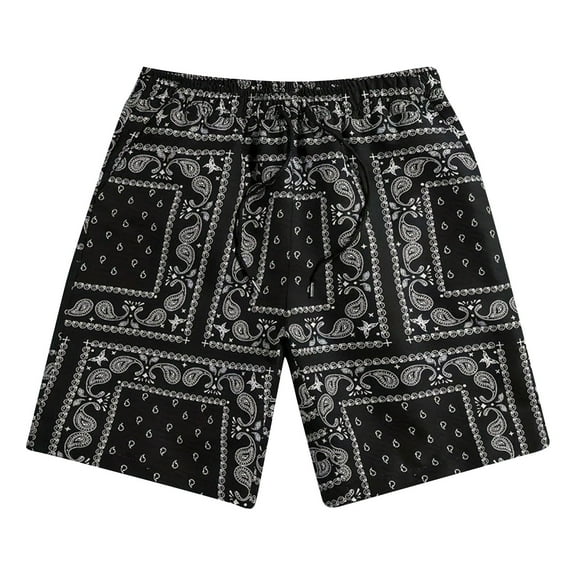 BOOMNY Men's Shorts Casual Printed Elastic Waist Drawstring Beach Shorts For Man Soft Loose Fit Summer Workout Shorts Comfy Mens Dailywear