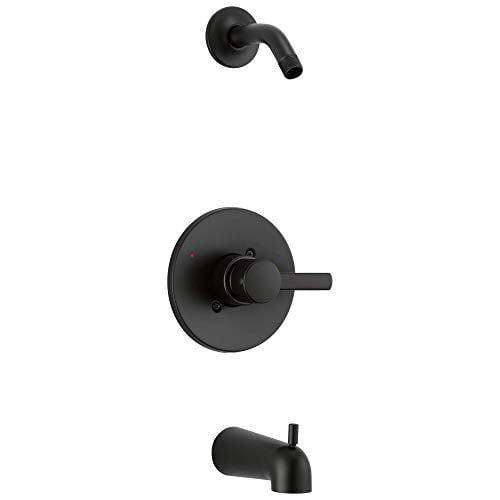 Trinsic 1-Handle Wall Mount Tub and Shower Faucet Trim Kit in Matte Black 