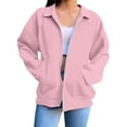 thumbnail image 4 of ManxiVoo Women's Oversized Lapel Zip Front Hoodie Raglan Sleeve Loose Casual Pullover Sweatshirt XXXL Size Pink, 4 of 7