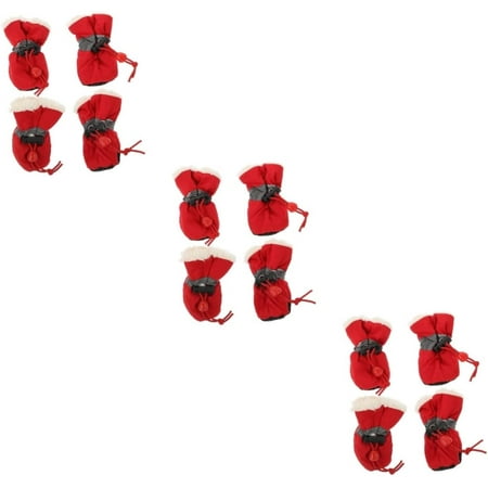 12 Pcs Pet Shoe Covers Shoes Protector Trendy Sneakers Sock Sneakers Dog Sneakers Dog Australia Boots Fashion Dog Warm Shoes Velvet Red Pet Snowshoes Cat Shoes Outdoor Pet Shoes