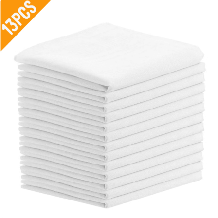 ZOUYUE Breathable Handkerchiefs Classic Cotton Pocket Squares, White, (13 pack)