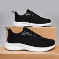 thumbnail image 2 of Men's Black Knit Breathable Mesh Running Shoes, Lightweight Athletic Sneakers with White Sole for Sports, Gym, and Casual Wear, 2 of 9