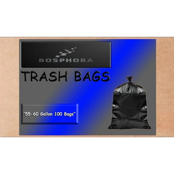 Black Garbage Bags - 100 Bags - 55-60 Galon Garbage Bags - Trash Bags - Black Large Trash Bags - Lawn And Leaf Bag - Plastic Outdoor Yard Waste Bag -55-60 Gallon Trash Bag - 38X58 Inc