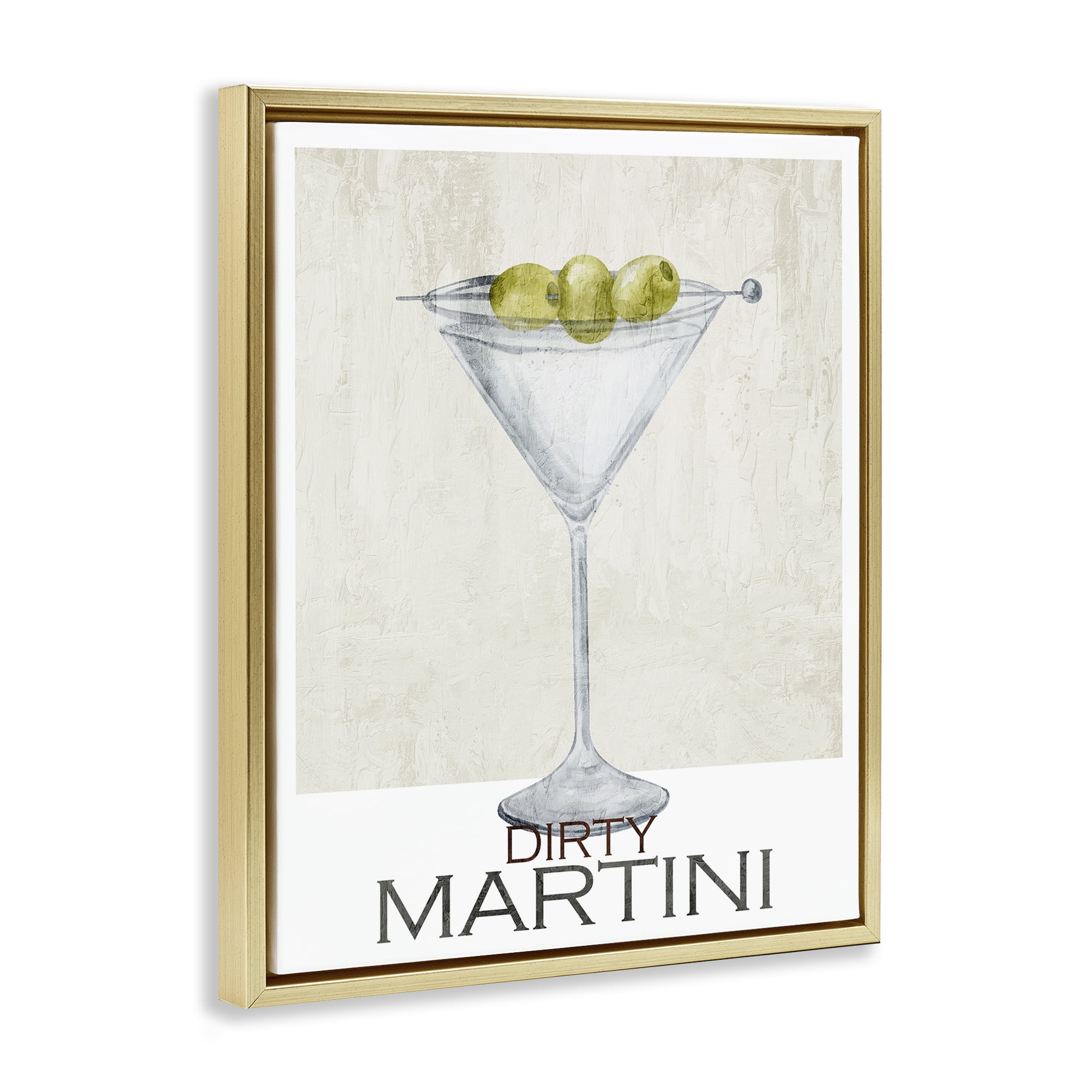 Stupell Industries Dirty Martini Olives Gold Framed Floater Canvas Wall Art, design by Kim Allen