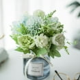 thumbnail image 3 of VONKY 2pack/lot Artificial Flowers In Vase For Low Maintenance Beauty Realistic Peony green+black 1Set, 3 of 6