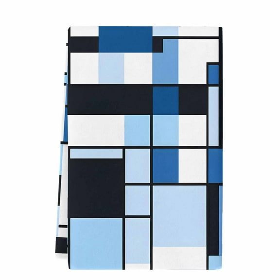 Dish Towels, Blue Black Squares Pattern Absorbent Kitchen Towels 1 PC, Abstract Geometric Art Microfiber Hand Towels Dish Cloths Tea Towels for Home  Bathroom,18X28-Inch,
