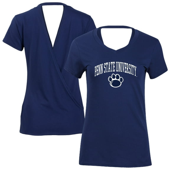 Women's Navy Penn State Nittany Lions Bella Crossover Back V-Neck T-Shirt