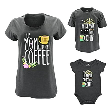 

Unique Baby Coffee Mommy and Me Matching Mothers Day Outfit Shirt (4Y Gray)