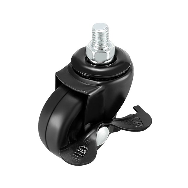 Unique Bargains Swivel Casters 1.5 Inch Rubber M8 x 10mm Caster Wheels with Brake 8Pcs
