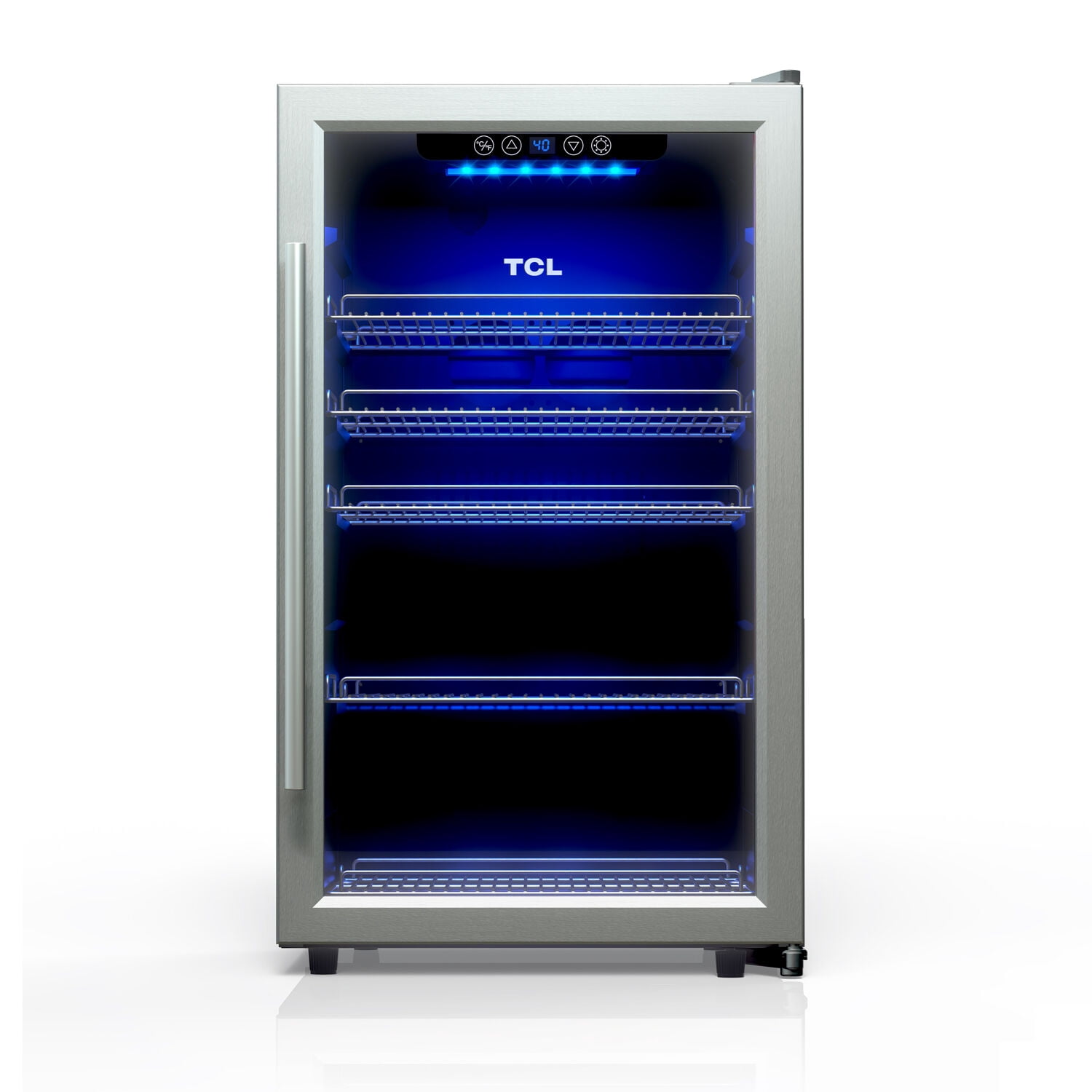 TCL Stainless Steel Single Door 132 Can Beverage Cooler for Kitchen, Bedroom & Office, 4.24 Cu. Ft.