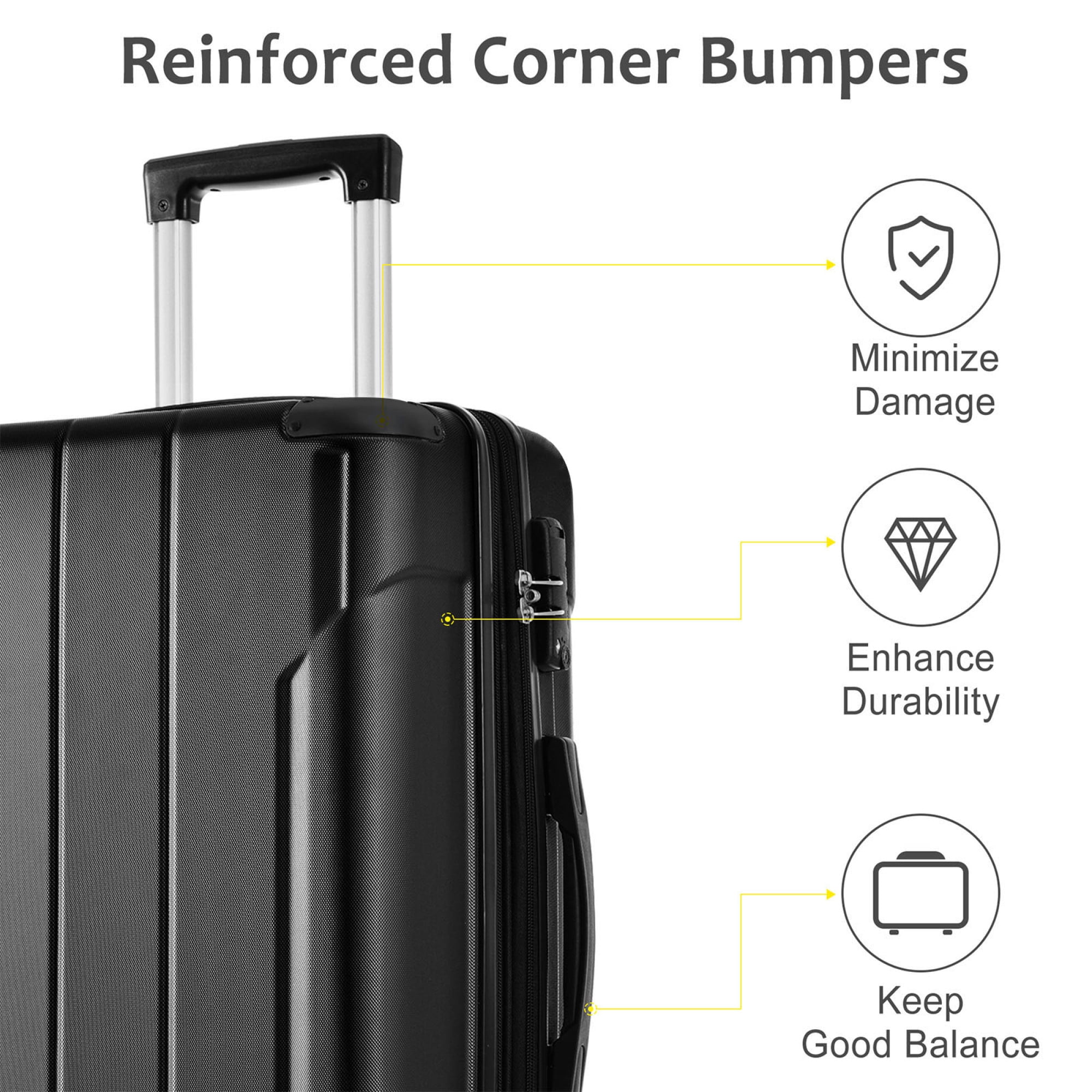 28-inch Hardshell Luggage, Lightweight Durable ABS Suitcases with Double Wheels, Expandable Checked Luggage