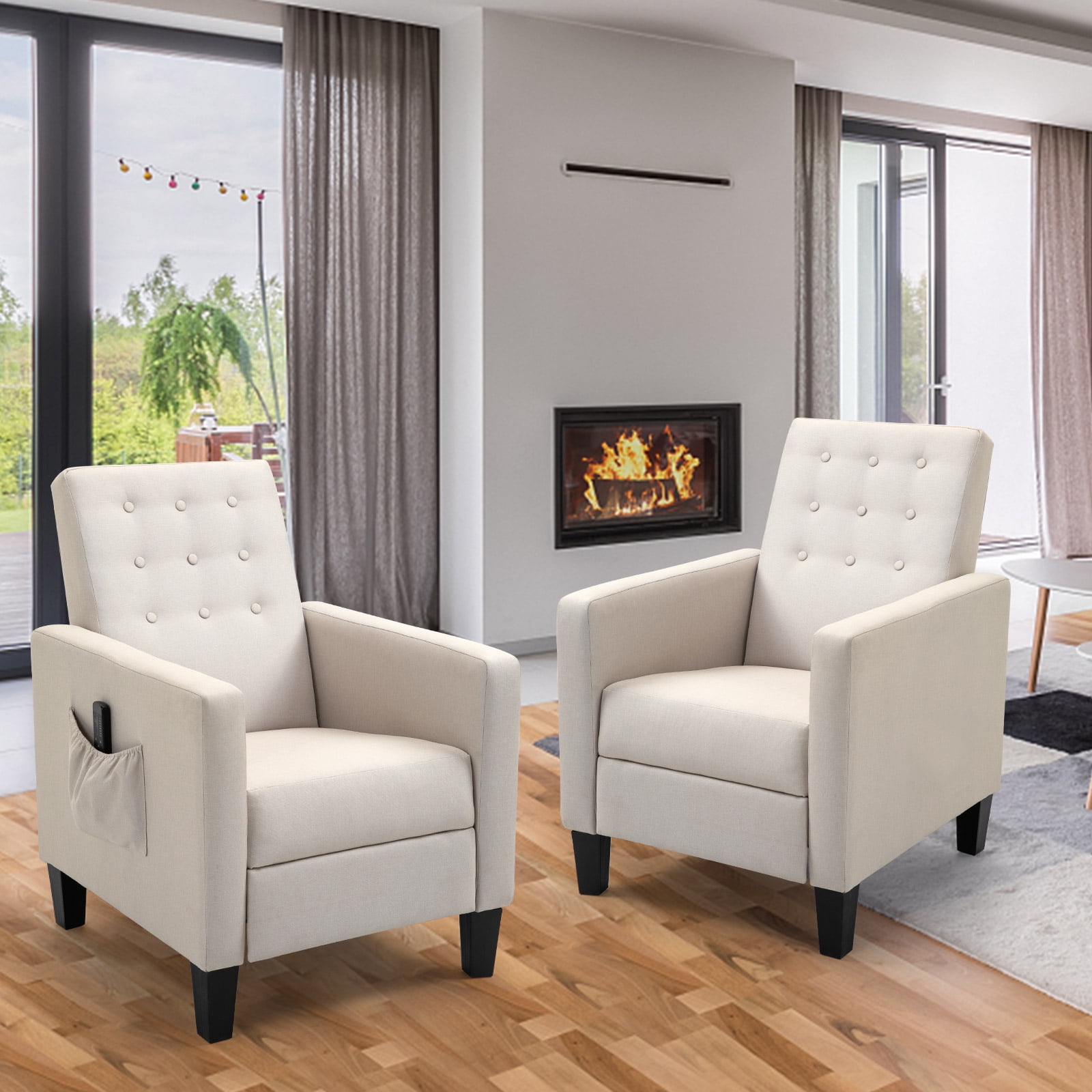 AVAWING Massage Accent Chairs Set of 2, MidCentury Modern Fabric Push