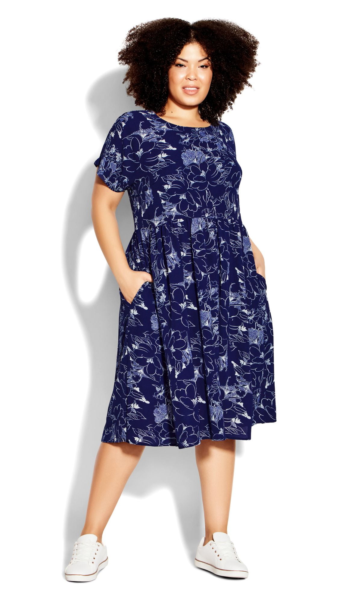 Loralette Women's Plus Size Doll Up Print Short Sleeve Dress